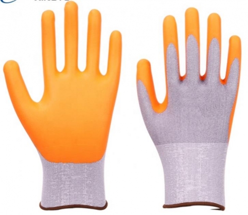 HPPE Cut Resistant Orange Nitrile Foam Coated Hand Gloves