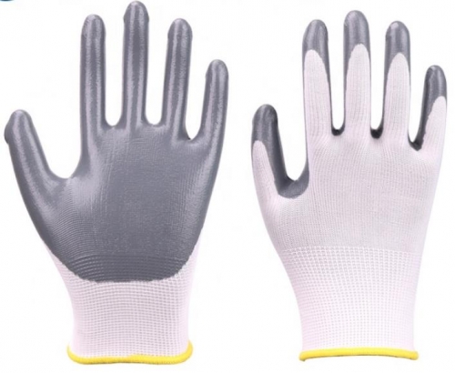 Chemical Glove Polyester Shell Nitrile Coated Safety Work Gloves