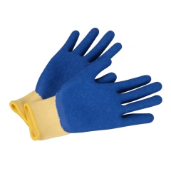 10G Yellow Polyester Cotton Latex Wrinkled Gloves Industrial Safety Gloves